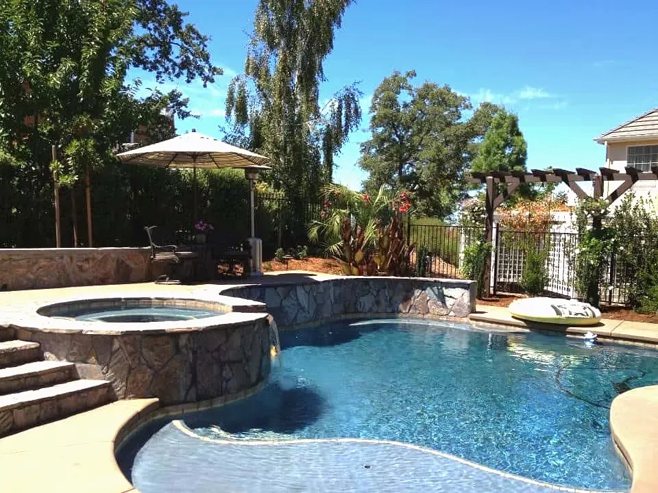Stamped concrete pool deck